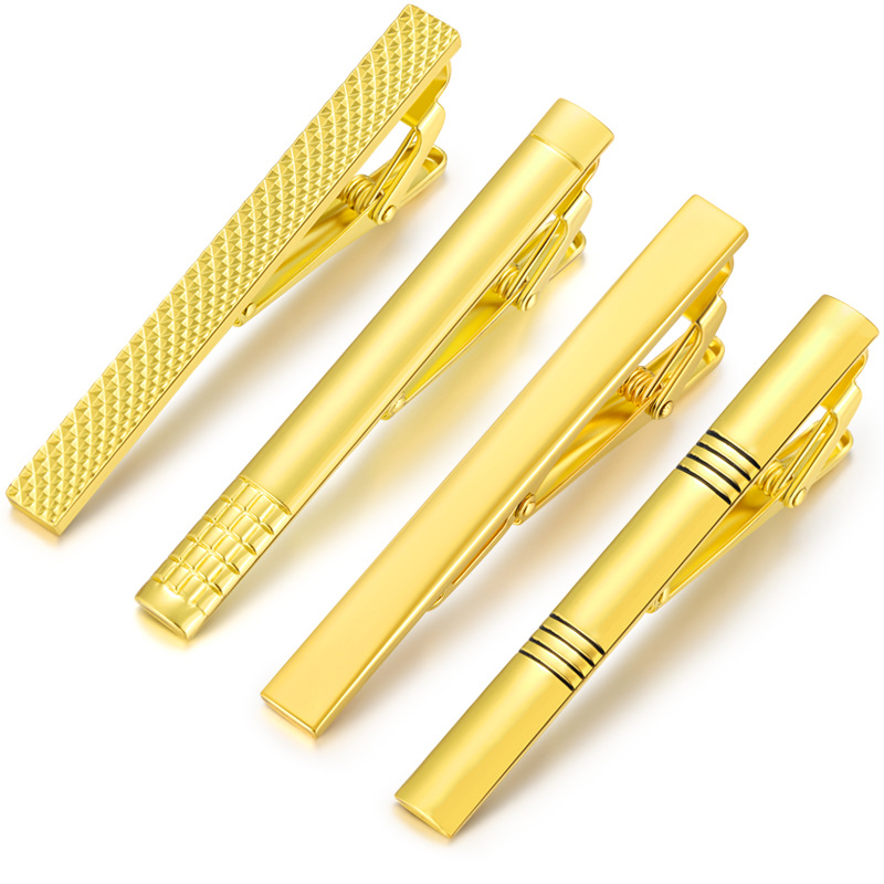 Gold and silver matching tie clip brass laser LOGO men's formal business tie clip cross-border