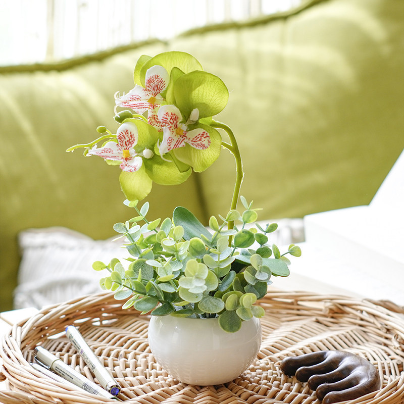 Faux Silk Flower Bouquet Plastic Artificial Flower Set Decoration for Living Room Home Decor Small Flower Pot Plant
