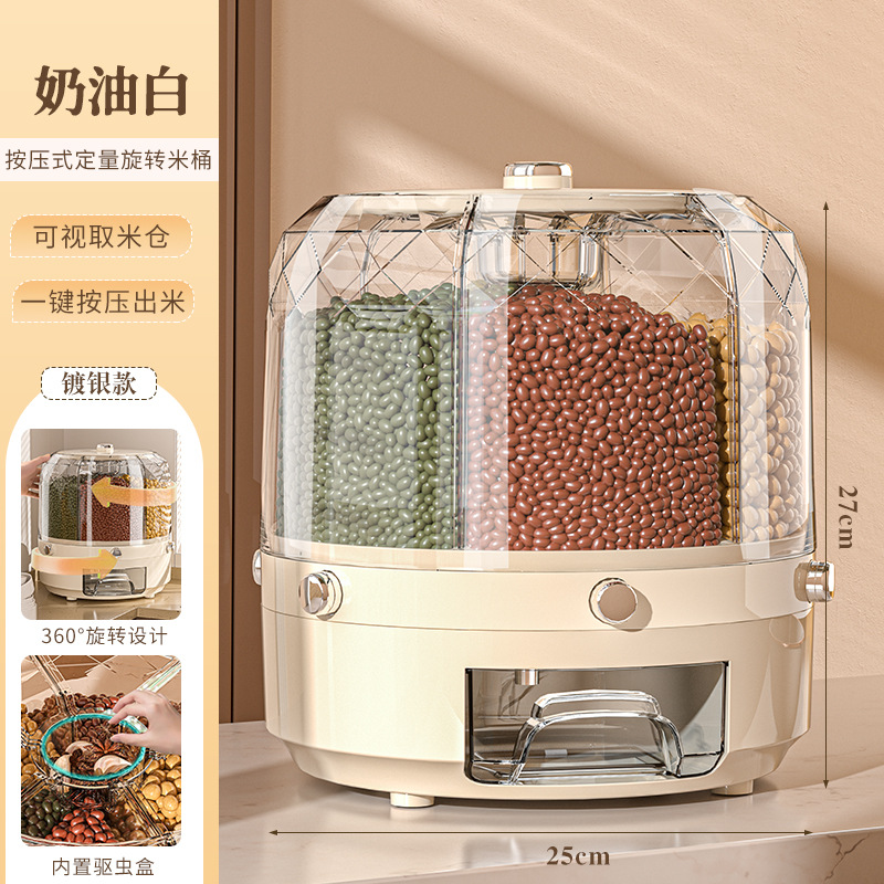 Cubo de arroz giratorio sellado a prueba de polvo y humedad de calidad alimentaria para arroz y granos, caja de almacenamiento de arroz para el hogar, tanque de arroz