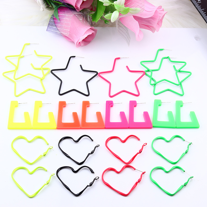 Simple Style Star Heart Shape Arylic Stoving Varnish Women's Earrings 1 Pair display picture 20