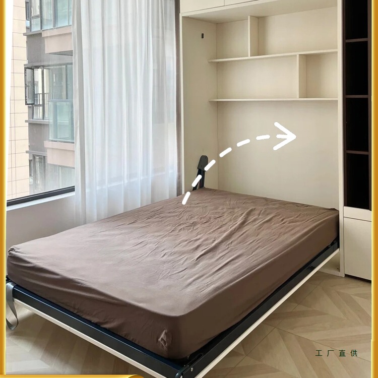 Multifunctional Invisible Bed Folding Murphy Bed Hidden Wall Bed Study Wardrobe Integrated Side Flip Bed Frame Hardware Accessories