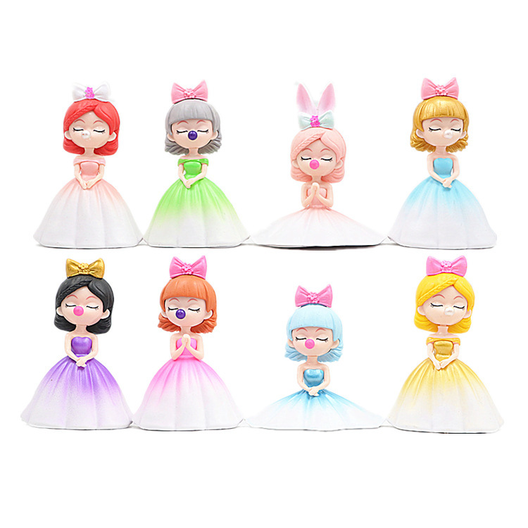 8款许愿彩虹少女手办 6款蓬蓬裙女孩玩具模型娃娃机扭蛋公仔摆件