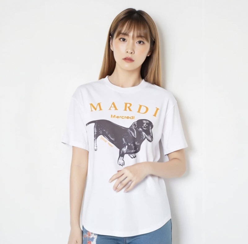 韓国マルディトレンディな半袖フラワープリントゴールドハイシルバー夏ラウンドネック純綿ルーズTシャツトップトレンディ|undefined