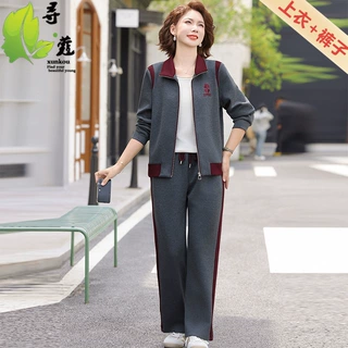 新款女装妈妈运动套装时尚中老年女大码秋装女秋季长袖宽松衣服