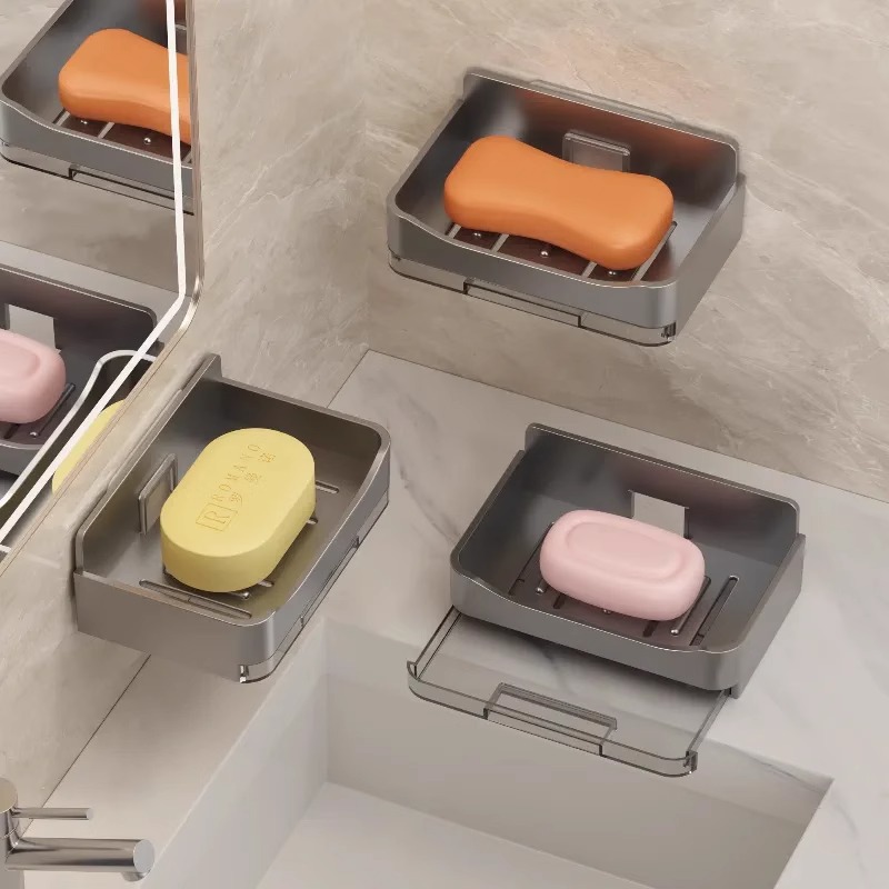 Los fabricantes suministran cajas de jabón montadas en la pared para baños transfronterizos sin agua nueva caja de jabón estante de almacenamiento de drenaje para el hogar