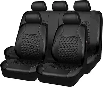 Universal seat cover – Five-Seater Car Seat Cover, Leather - black-2-piece-set