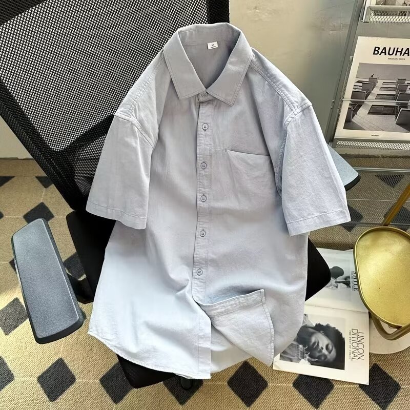2024 Summer New Style Shirt Men's Short-sleeved Spring and Summer Loose Fashion Draped Casual Shirt Men's Half-sleeved Jacket