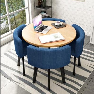 Simple Recepción y negociación pequeña mesa redonda mesa de recepción negociación reunión mesa de invitados y silla traje Oficina área de descanso mesa y silla combinación