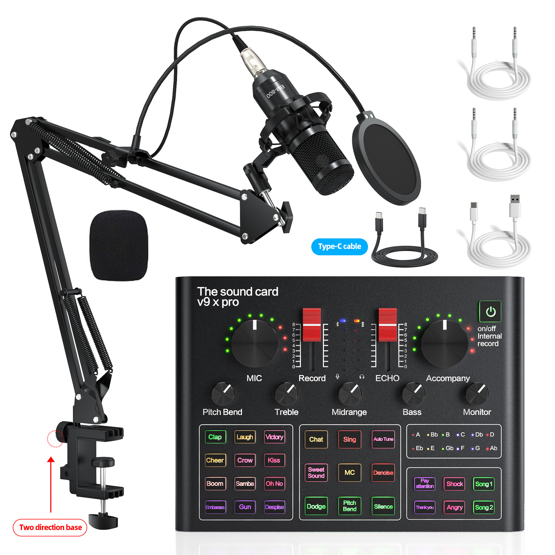 Shopee Live Broadcast Microphone Sound Card Set Tiktok Online Sound Card Live Broadcast Dedicated Voice Changing Computer Live Broadcast Equipment