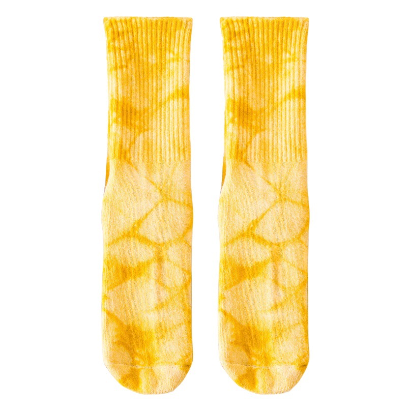 Calcetines de mujer teñidos con lazos Terry engrosados Calcetines antideslizantes Pilates calcetines de algodón de media pantorrilla calcetines de mujer profesionales de Yoga fitness color