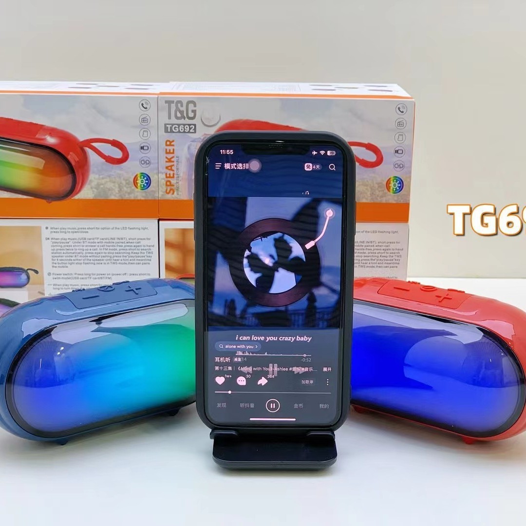 Transfronterizo nuevo TG692 altavoces Bluetooth portátiles coloridos RGB escritorio inalámbrico TWS subwoofer regalo de audio