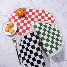 皮革餐垫隔热防烫防水防油垫子西餐垫杯垫盘垫锅垫餐盘棋盘格设计