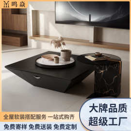 简约现代方形茶几极简大小户型茶桌客厅黑色板式正方形家具