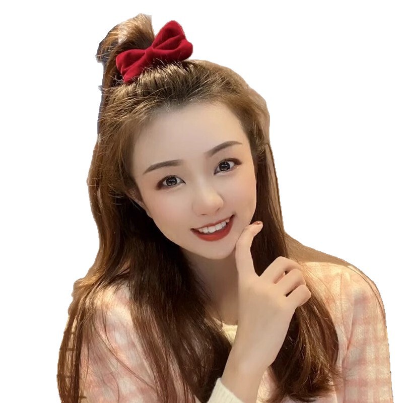 立体蝴蝶结发夹时尚新年头饰丝绒蝴蝶结顶夹宝宝发卡秋冬鸭嘴夹|undefined