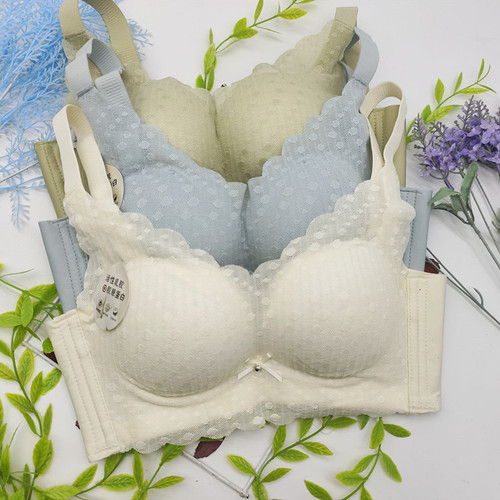 New wire-free bra, active latex collagen, breathable medium-thick underwear, adjustable lace, high-end manufacturer