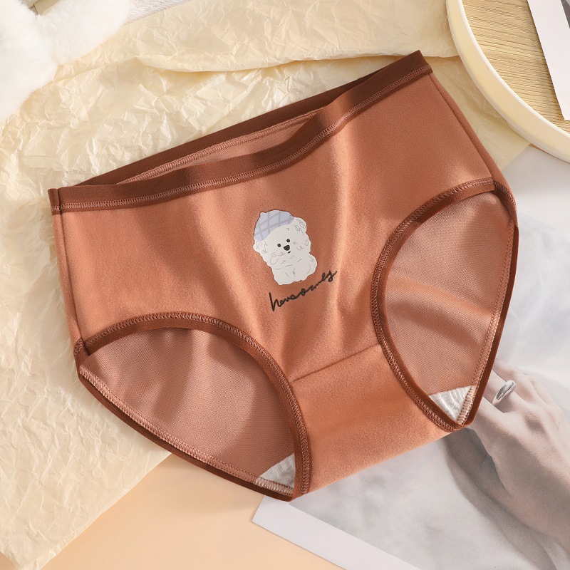 Algodón de las mujeres entrepierna transpirable lindo mediados de la cintura cepillado de la muchacha del triángulo de la muchacha sin costura de la muchacha del otoño y el invierno