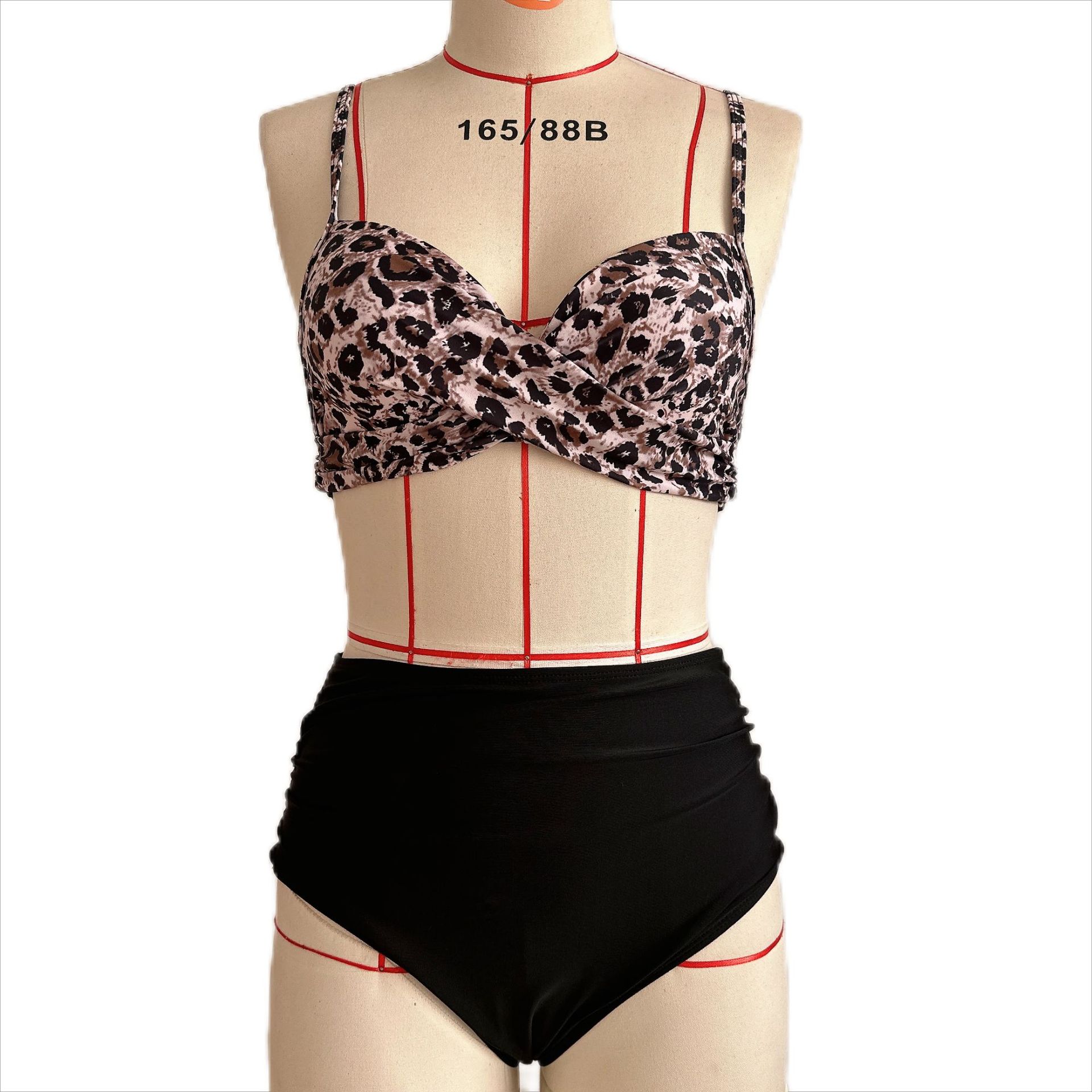 115g Weight Briefs Panties Style Chemical fiber blending, Polyester Fabric Type 2 Pieces Set Quantity Casual, Swimming Pool, Party Occasion Flower, Leopard Pattern Women's Gender Women's Flower Leopard 2 Pieces Set Bikinis Swimwear 30