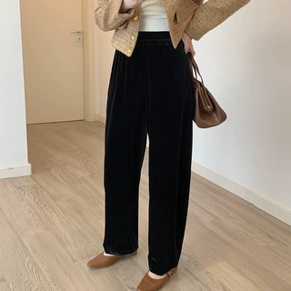 丝绒香蕉裤女秋季新品高级感垂感直筒宽松裤子宽松显瘦阔腿休闲裤