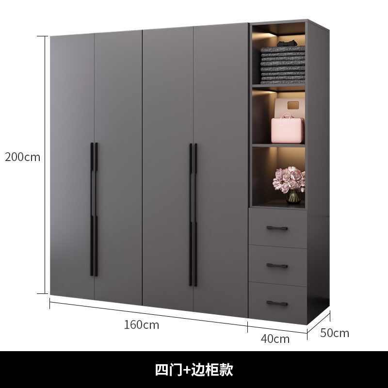 衣柜家用卧室实木现代简约简易玻璃门柜子免安装组合大衣橱|undefined