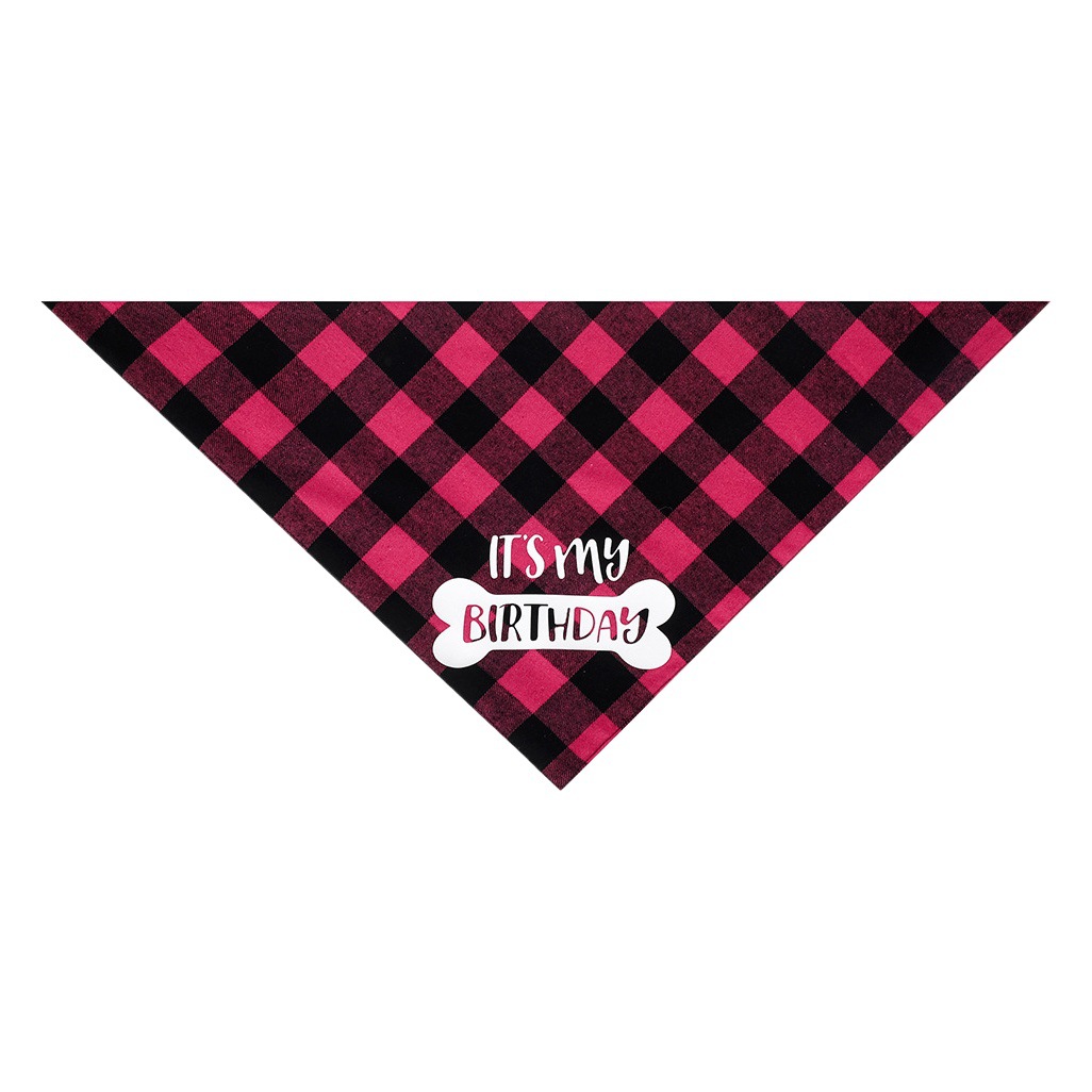 Nuevo pañuelo bandana de algodón a cuadros para mascotas del fabricante, paño para la saliva de perro, paño para la saliva de cumpleaños, bufanda para perro