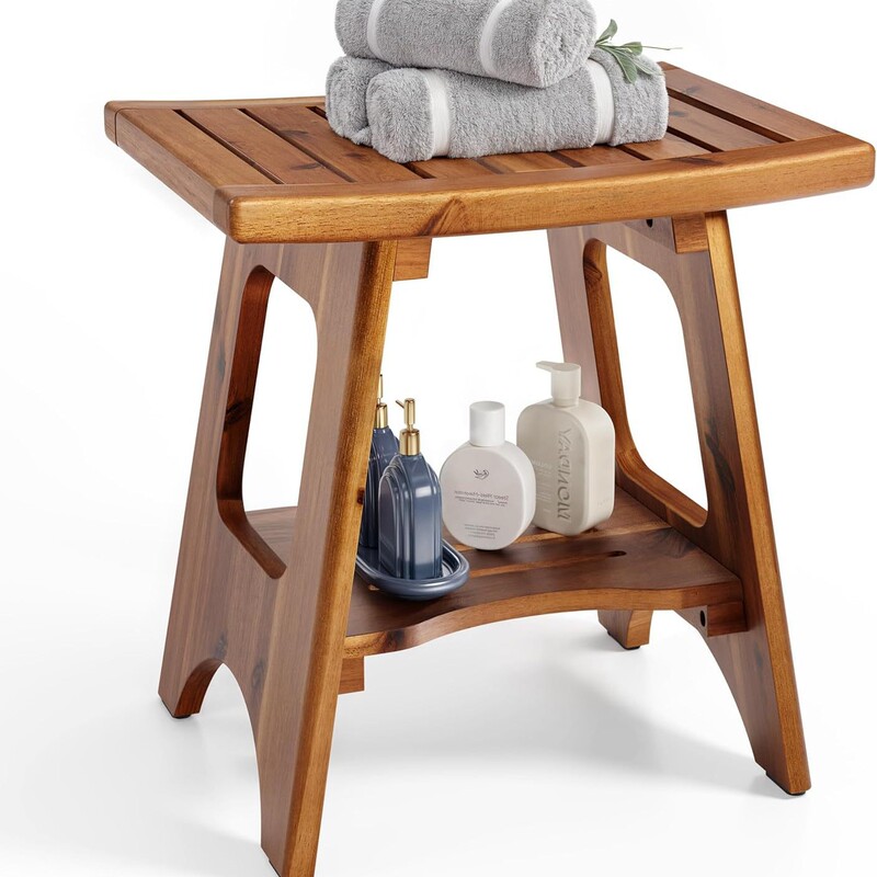 Acacia Shower Bench Indoor Shower Wooden Stool Shaving Leg Bathroom Storage Towel Rack Wooden Bathroom Stool Acacia Shower Bench Indoor Shower Wooden Stool Shaving Leg Bathroom Storage Towel Rack Wooden Bathroom Stool