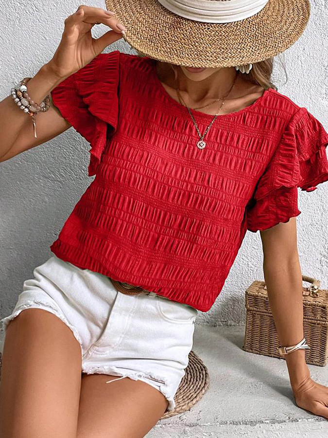 Women's T-shirt Short Sleeve Blouses Streetwear Solid Color display picture 4