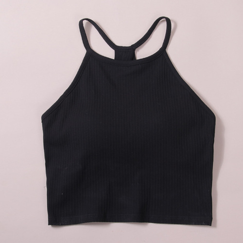 Women's small camisole with padded cups, one-piece inner wear, INS beautiful back, short navel-baring bottoming outer top