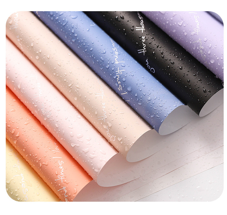 厂家批发防水防潮彩色英文欧雅纸爱你三千次鲜花花束包装纸DIY纸