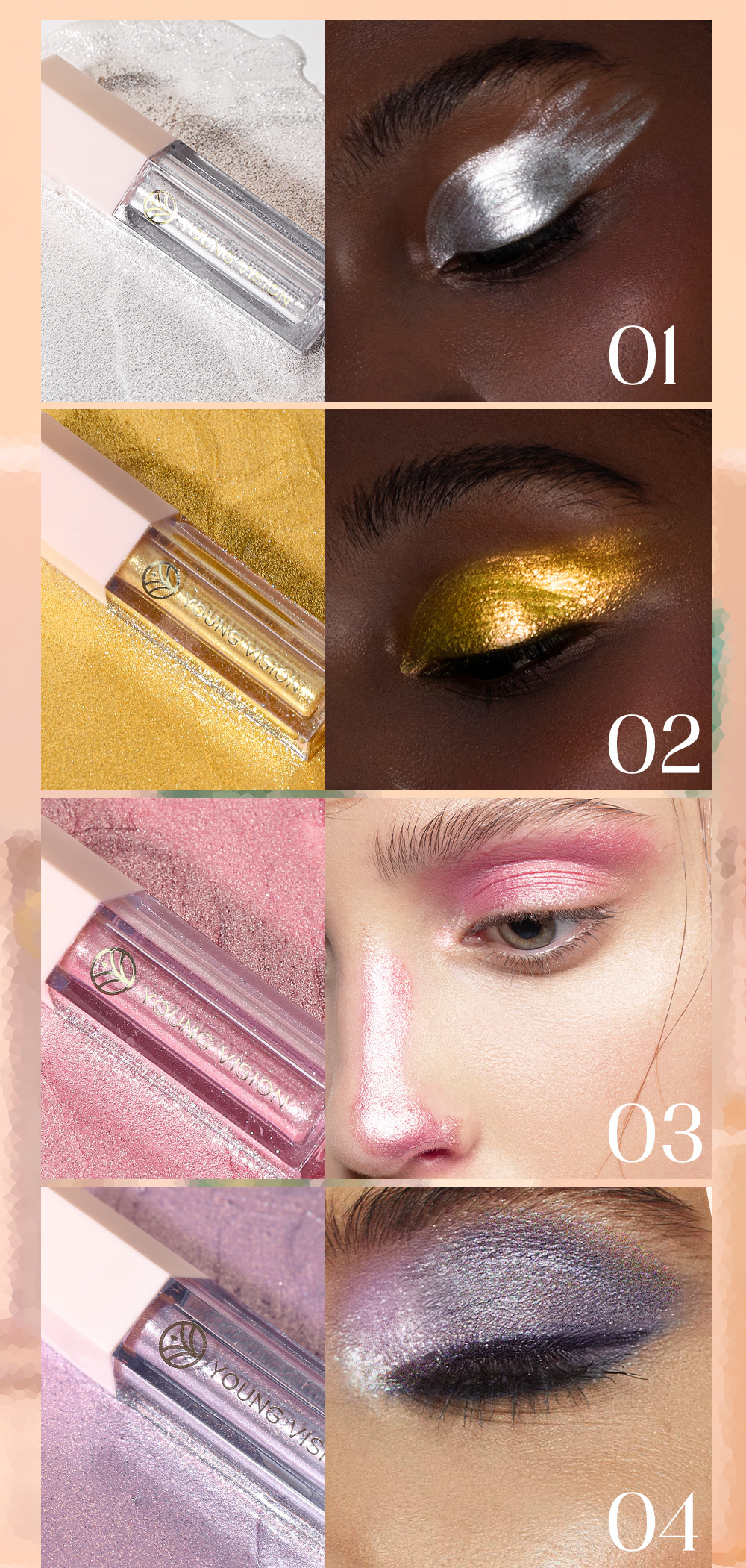 YOUNG VISION 12-color Sparkling and Dazzling Eyeshadow, Pearlescent, Polarized and matte Liquid Eyeshadow liquid undefined