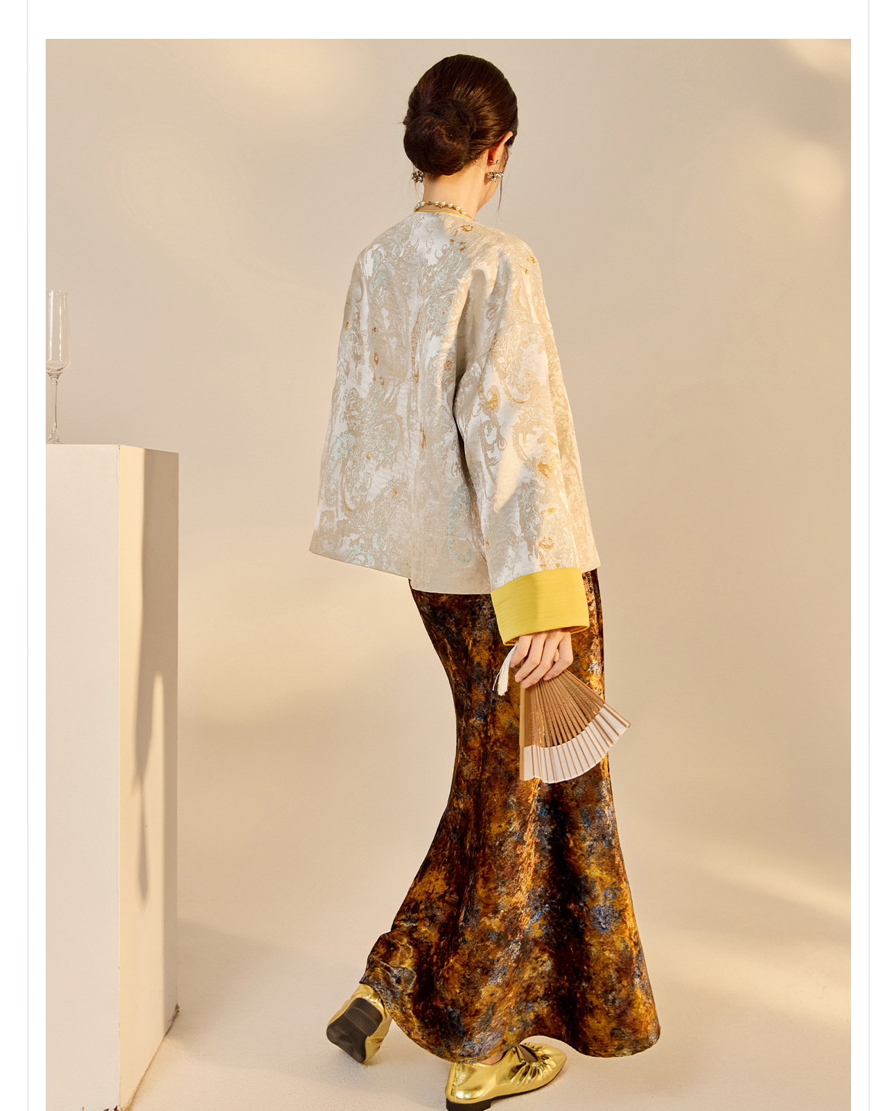Áo khoác nữ kiểu Trung Hoa mới, chất liệu jacquard họa tiết nổi, phối khuy cài, form suông thu đông N9025 — Miju [phiên bản cotton], Hồng nhạt [phiên bản cotton], hồng nhạt, cơm cam chi tiết 17