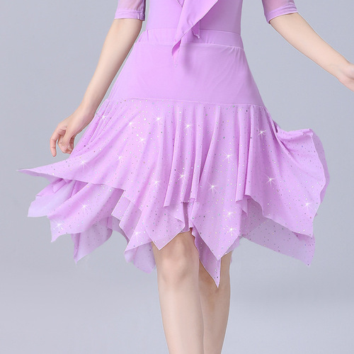 Latin dance performance clothing, competition training uniform, female adult three-step jitterbug skirt, irregular skirt