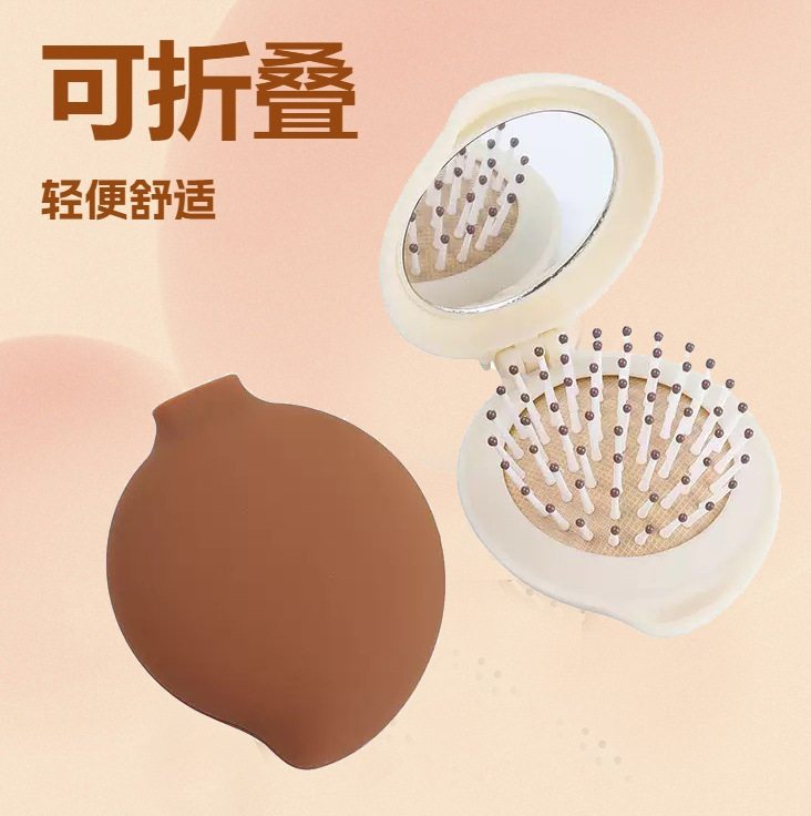 かわいいミニポータブルエアクッションコームミラーツーインワンポータブル折りたたみエアバッグコーム頭皮マッサージコーム女性用|undefined