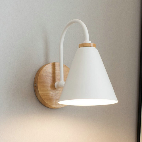European-style home Nordic macaron minimalist black and white curved wall lamp, living room bedroom bedside lamp, hallway solid wood lamp