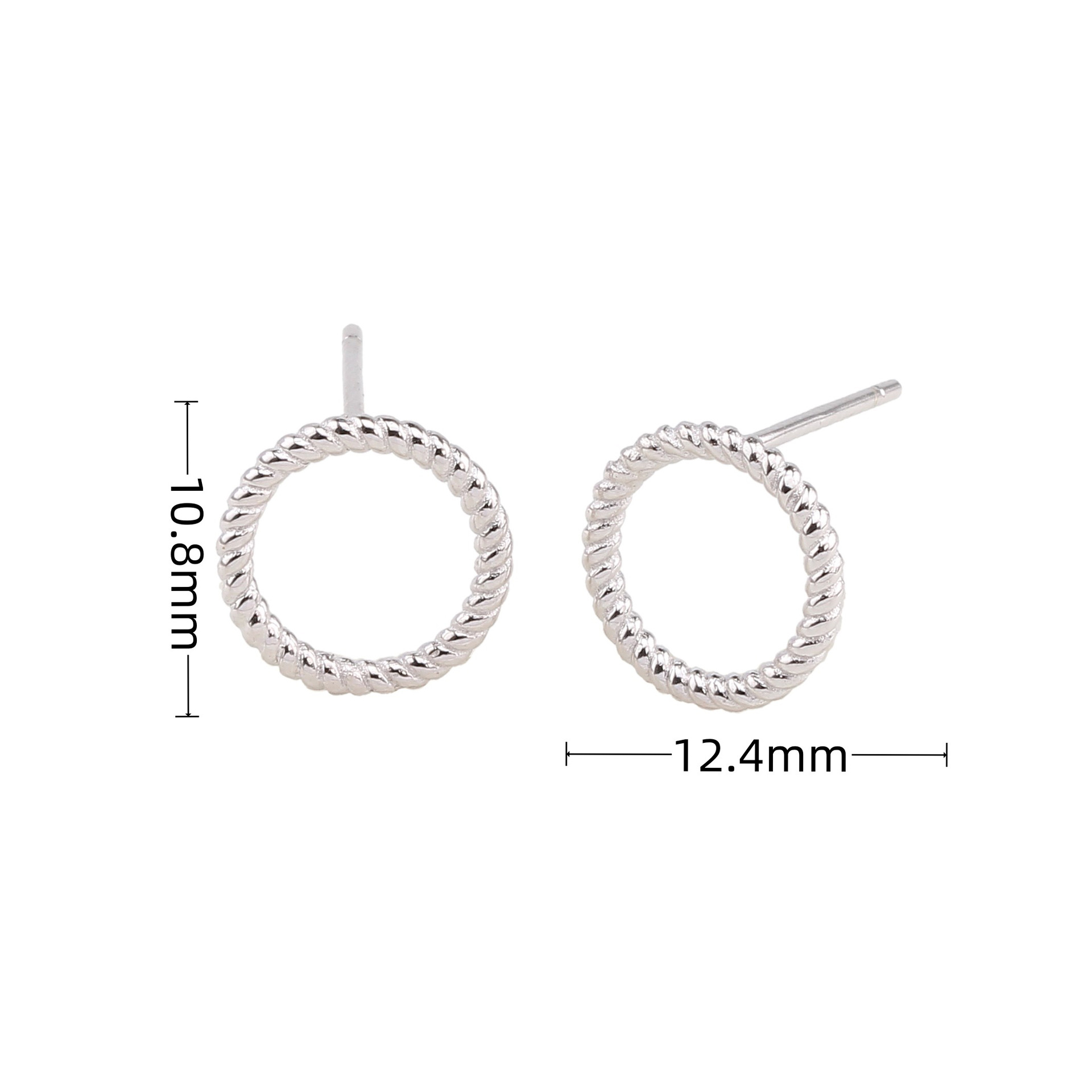 1 Paire Style Ins Cercle Argent Sterling Placage Or Blanc Plaqué Plaqué Or Boucles D'oreilles display picture 2