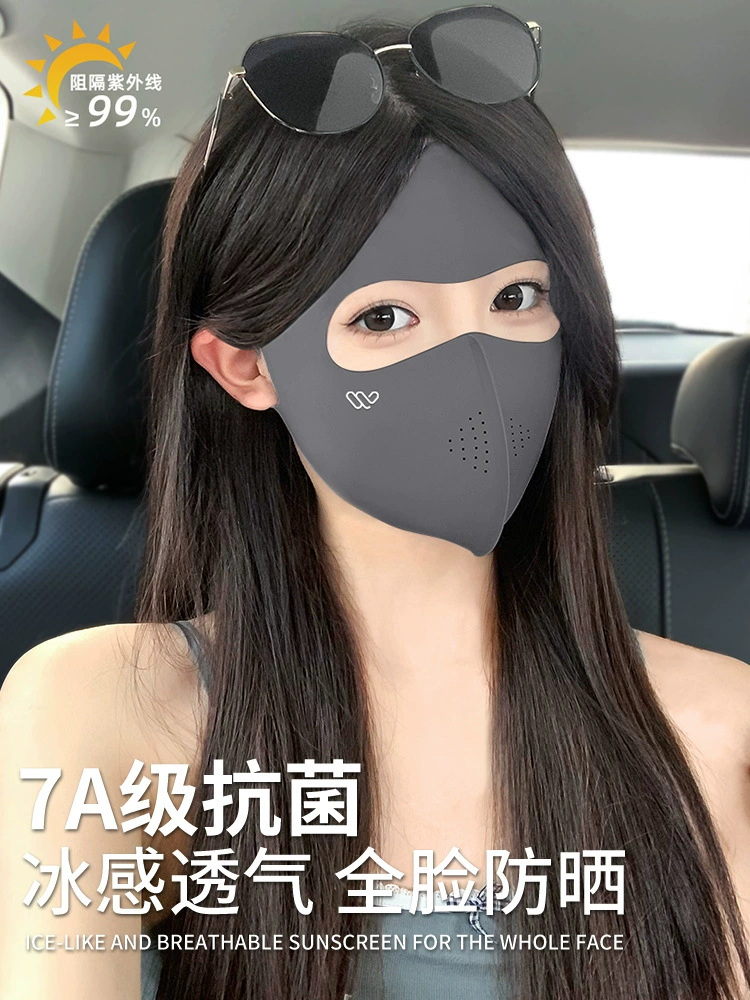 Солнцезащитная маска для женщин, полнолицевая маска с защитой от ультрафиолета, новинка 2025 года, высококачественная маска-козырек Facekini из ледяного шелка, 3D защита