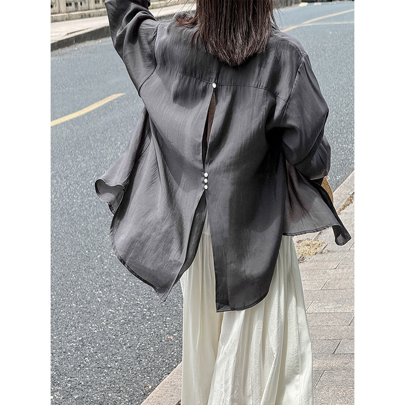 Orange Zhi Summer New Korean Style Slimming Lapel Loose Sun-Protective Tencel Shirt Jacket 9910-1