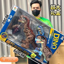 男孩玩具恐龙世界带音效爬行电动遥控霸王龙翼龙玩具礼盒机构批发