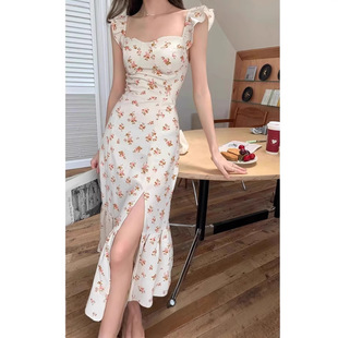 法式碎花连衣裙
