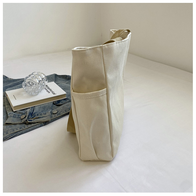 New canvas bag for women, ins forest style single-shoulder bag, large capacity for books, student commuting bag for classes, hand-held cloth bag undefined