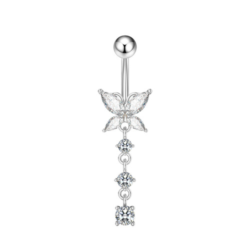 Amazon eBay Hot New Belly Button Ring Creative Butterfly Zircon Navel Button Navel Ring Piercing Jewelry
