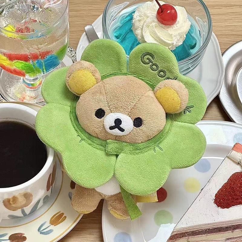 10 センチメートルかわいい四つ葉のクローバー高価値ベビー服ぬいぐるみ装飾自己嘲笑クマ綿人形アクセサリー人形ヘッドギア|undefined