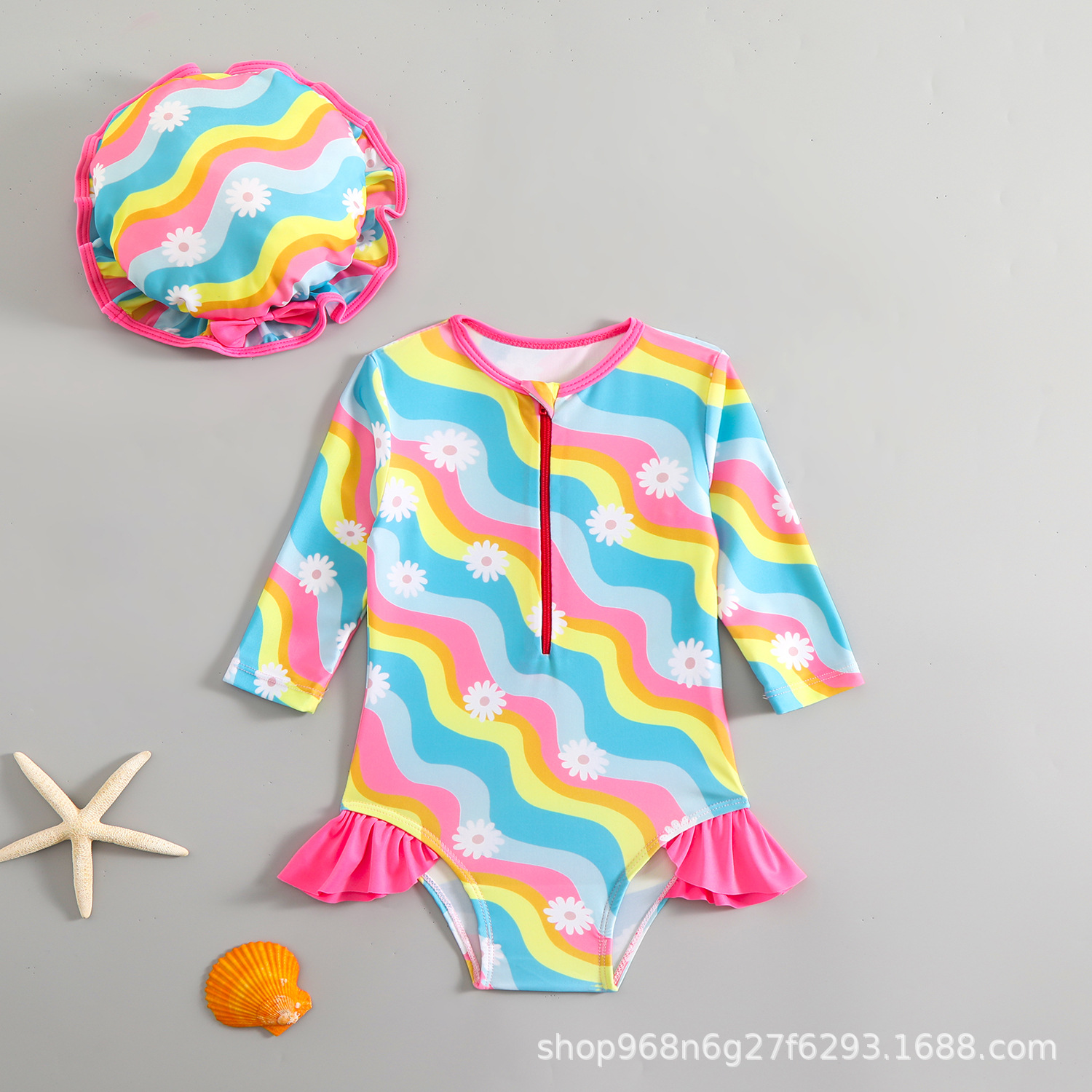 Traje de baño para niños, niña de una pieza, niño pequeño y mediano, lindo traje de baño para bebé, niña, protector solar de playa, traje de baño de aguas termales de secado rápido