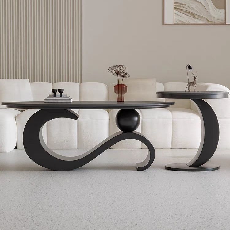 Italian Slate Oval Coffee Table Living Room Small Apartment Light Luxury Modern Tea Table Home Minimalist Coffee Table Combination New Style