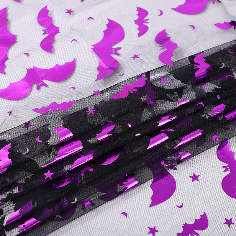 亚马逊热销万圣节紫色蝙蝠烫金网纱面料玩具辅料TUTU裙童装网眼布