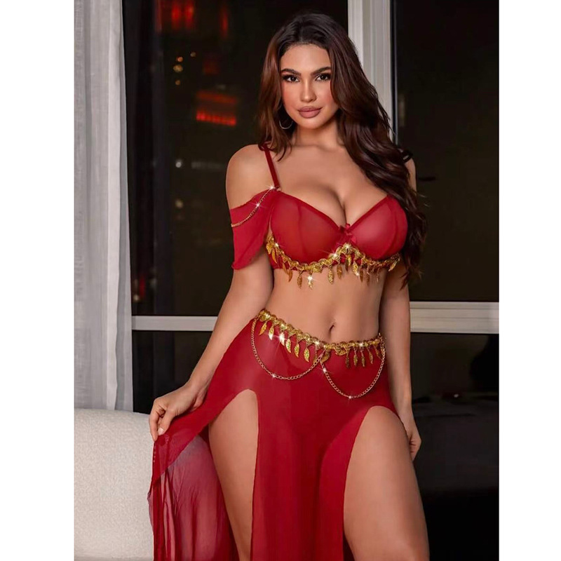 Sexy Lingerie, Sexy Exotic Style Princess Dress, No-Take-Off Uniform, Seductive Red Suit for Women