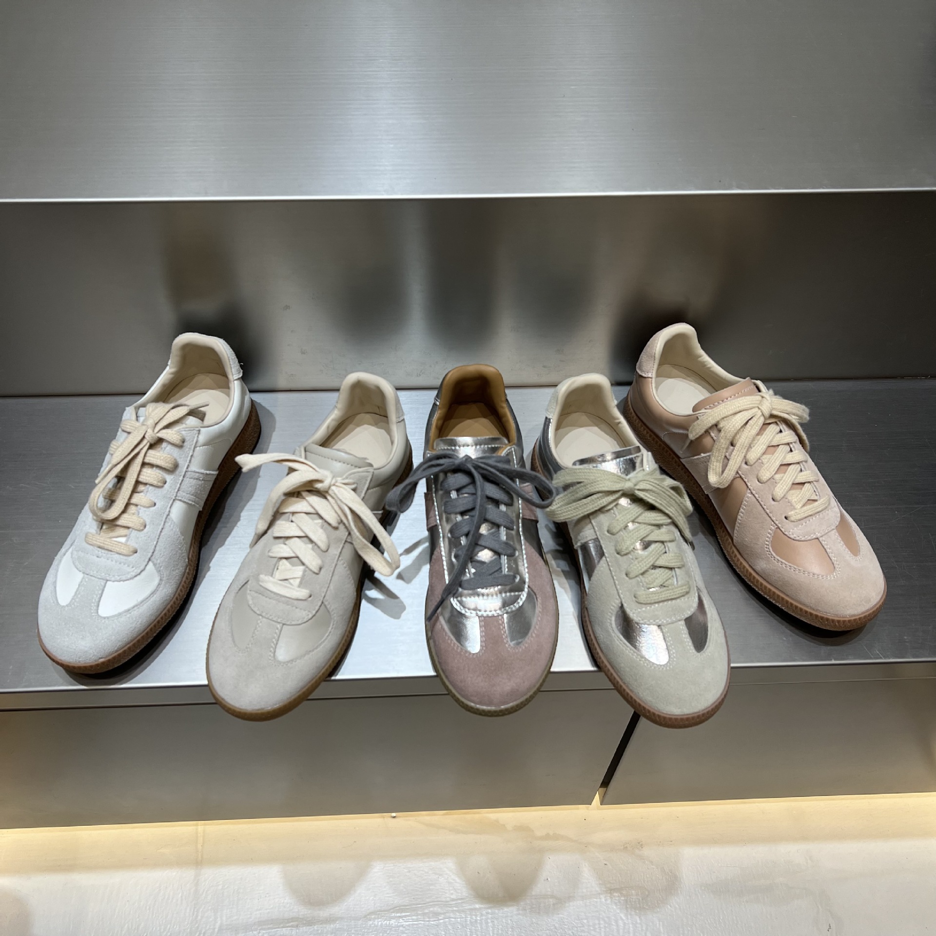 Magila handmade shoes ~ silver German training shoes women's 2023 new sports casual flat shoes genuine leather Board Shoes