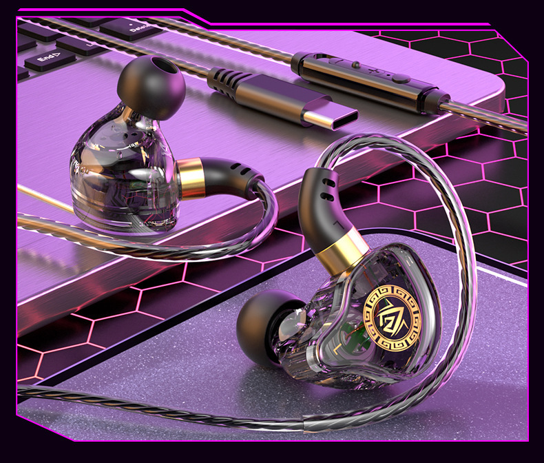 auriculares con cable transfronterizos en el oído juegos deportivos para Apple Samsung Huawei teléfonos móviles 3.5 auriculares tipo c