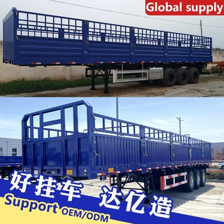 13米轻型仓栅式半挂车鹅颈式花栏侧翻自卸半挂车高栏对开门半挂车