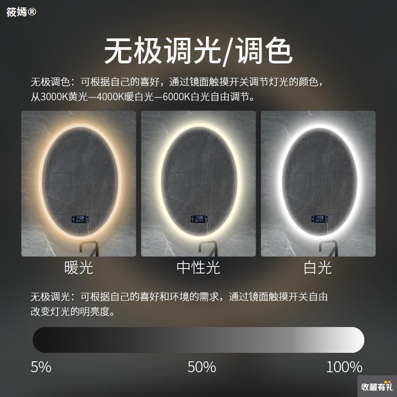 Oval mirror Wall hanging intelligence Bathroom Mirror TOILET led touch screen Induction luminescence Wall hanging