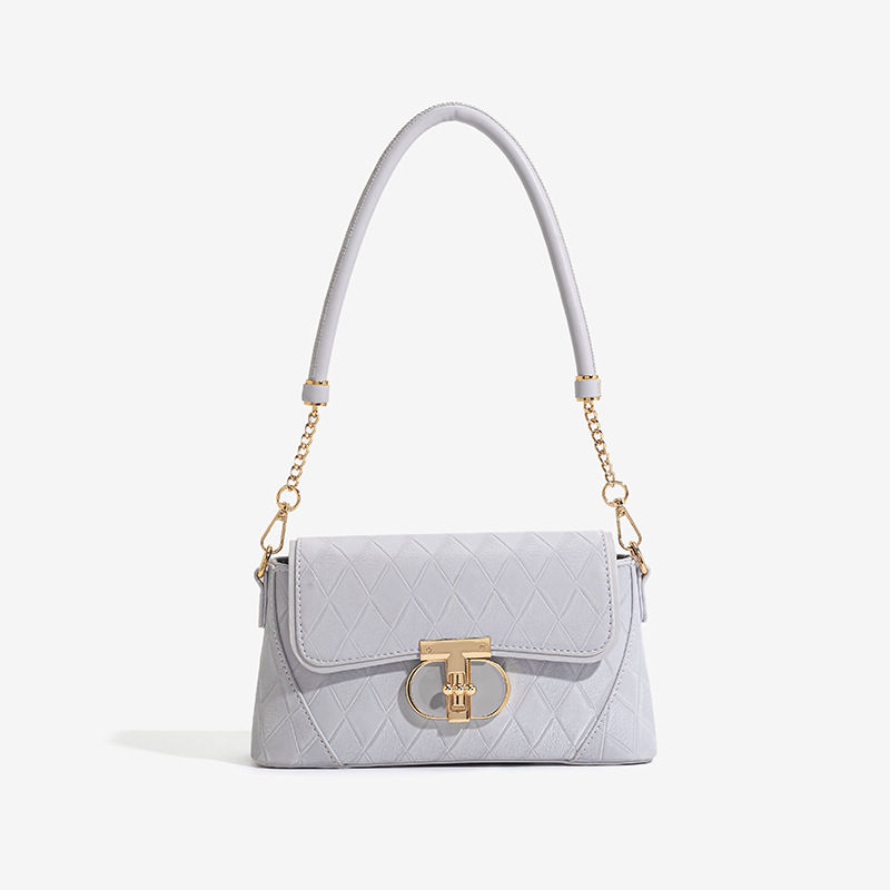 Korean Style Quilted Underarm Bag For Women 2026 New Season Chain Baguette Bag Versatile Date Shoulder Bag Crossbody Bag - Thumbnail 8